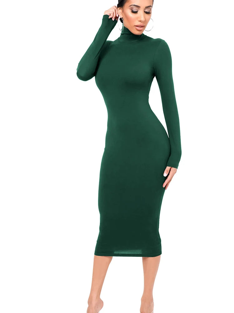 Women’s Long Sleeve Bodycon Dress – Slim Fit – Autumn & Winter Elegance
