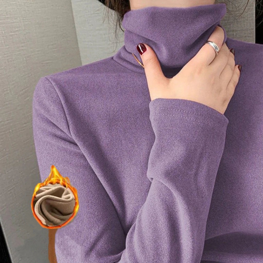 Women Winter Thermal Turtleneck – Double-Sided Velvet Warm Pullover