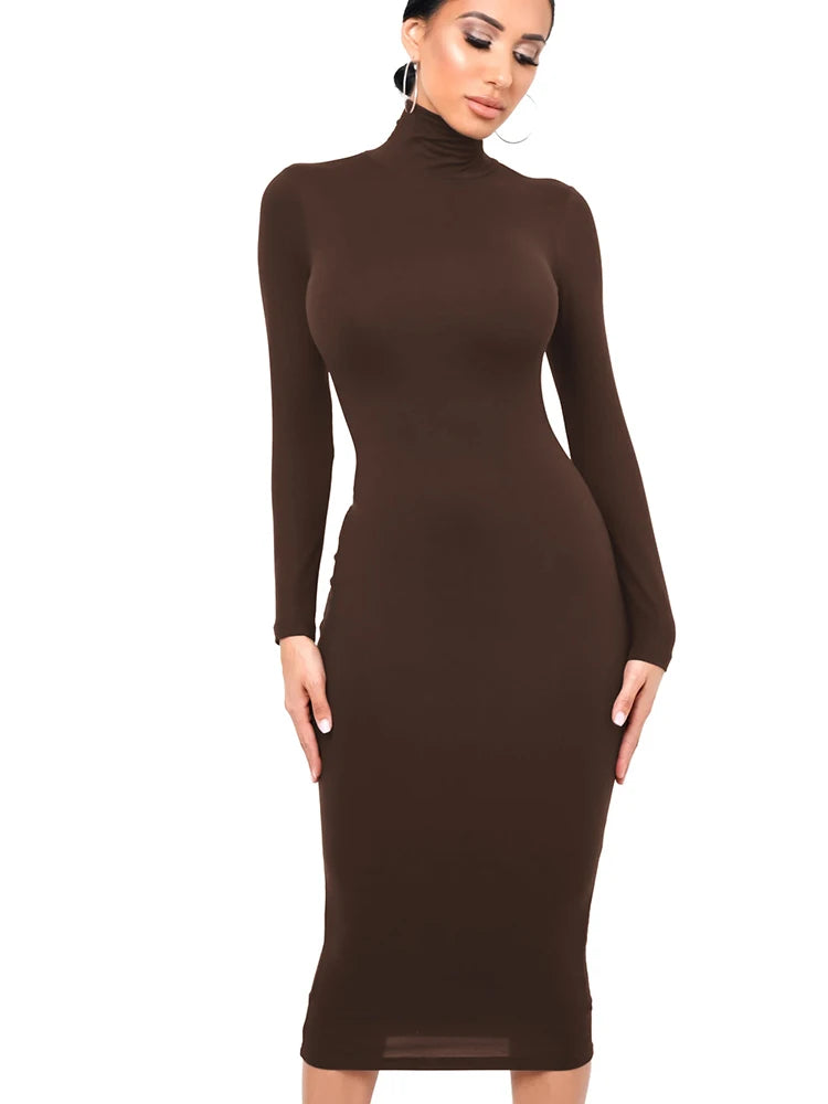 Women’s Long Sleeve Bodycon Dress – Slim Fit – Autumn & Winter Elegance