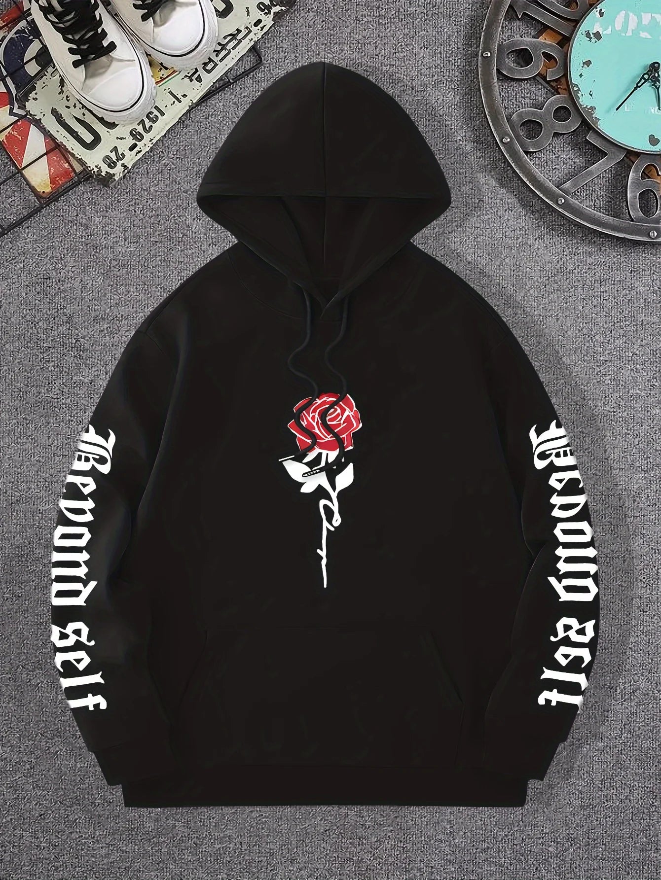 Hoodie mit Rose Print – Afromod Self | Oversize Streetwear