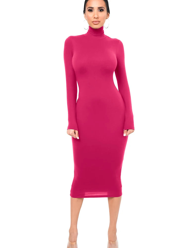 Women’s Long Sleeve Bodycon Dress – Slim Fit – Autumn & Winter Elegance