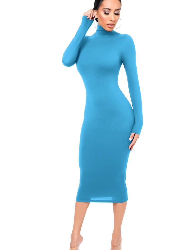 Women’s Long Sleeve Bodycon Dress – Slim Fit – Autumn & Winter Elegance